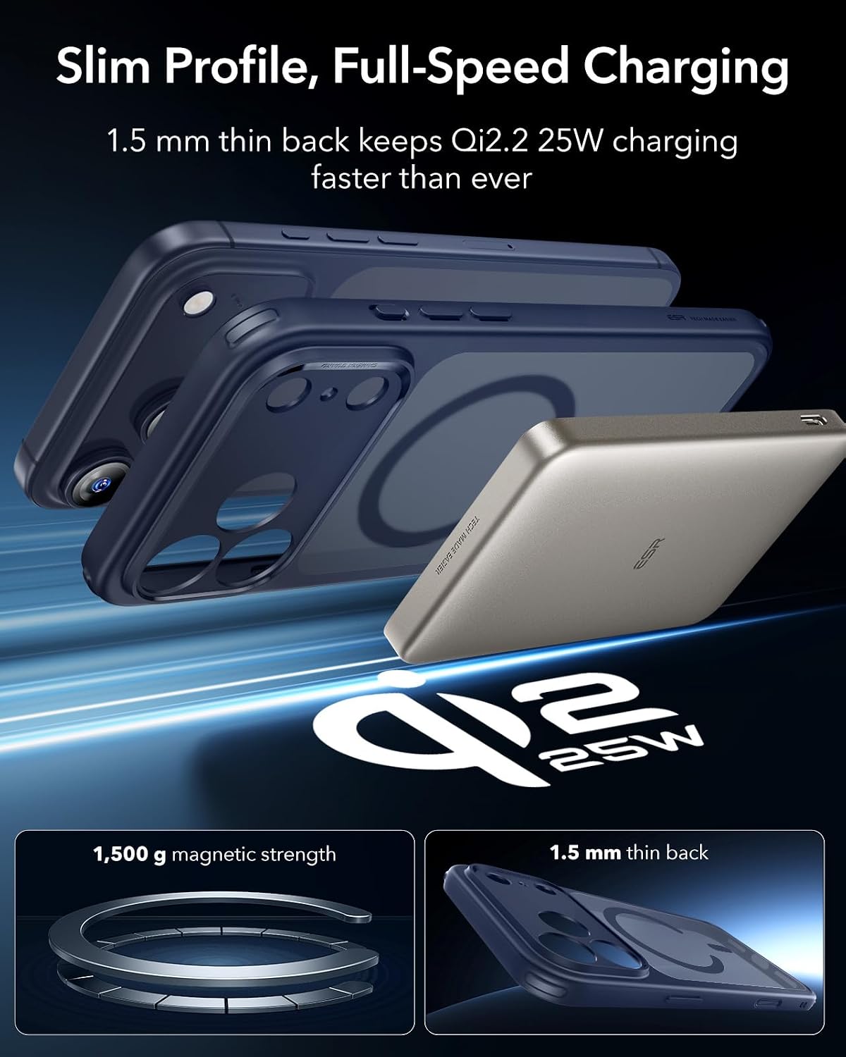 71spuyAe5PL._AC_SL1500_ ESR for iPhone 17 Pro Case, Camera Control Cover, Compatible with MagSafe, Shockproof Military-Grade Protection, Magnetic Phone Case for iPhone 17 Pro, Classic Hybrid Case, Frosted Blue