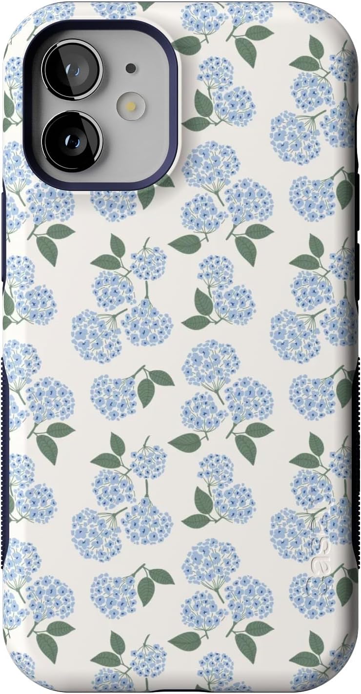 71t9kwG6DzL._AC_SL1500_ Casely iPhone 12 Mini Case | Nantucket Cottage | Blue Hydrangea | Bold Protective Design | Compatible with MagSafe