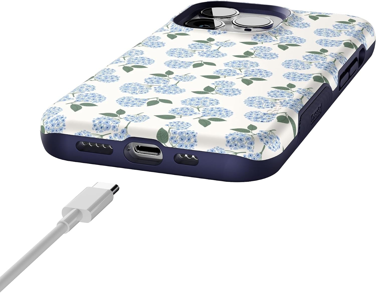 71tRa4zZfEL._AC_SL1500_ Casely iPhone 13 Pro Case | Nantucket Cottage | Blue Hydrangea | Bold Protective Design | Compatible with MagSafe