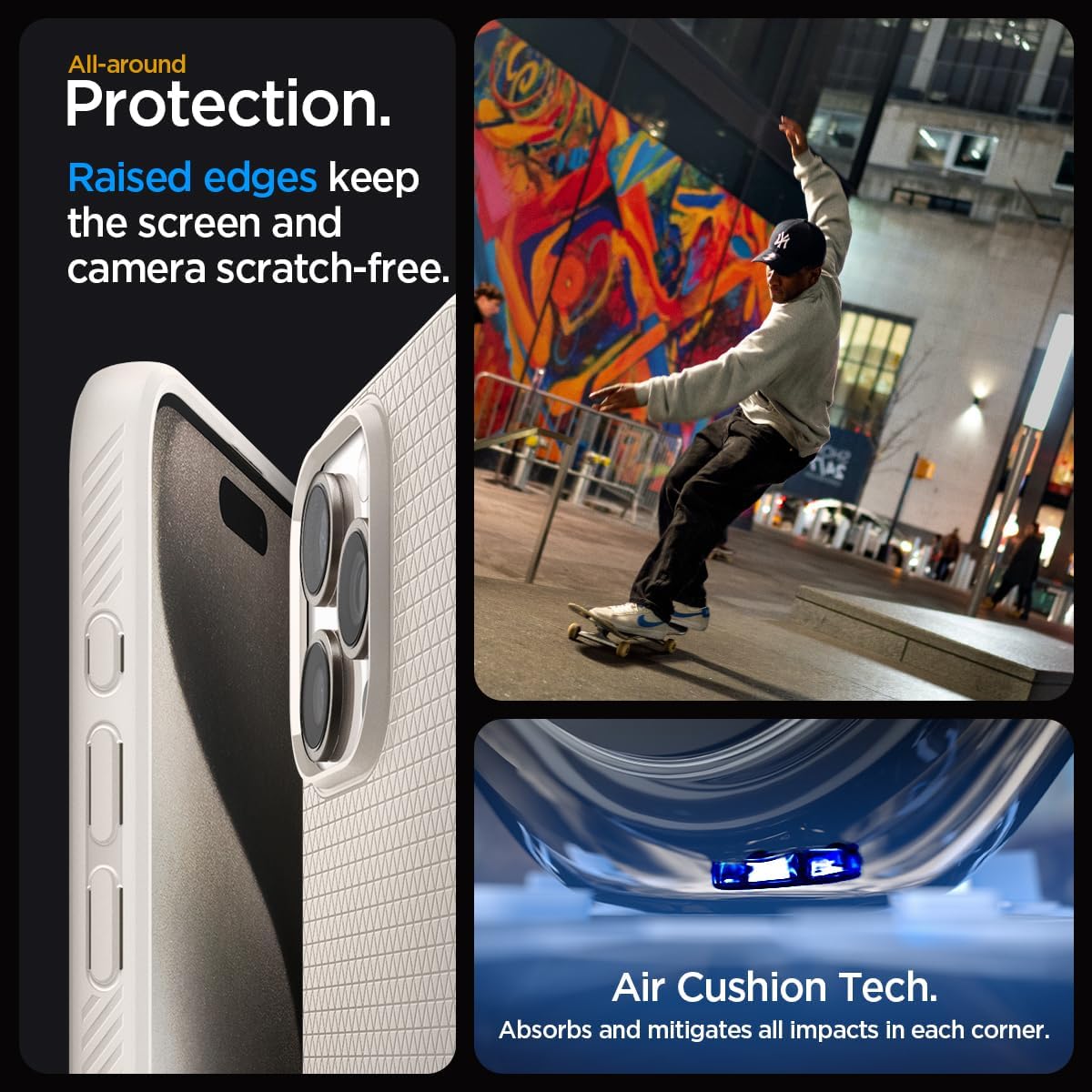 Spigen Liquid Air Designed for iPhone 15 Pro Case (2023) [Military-Grade Protection] - Natural Titanium