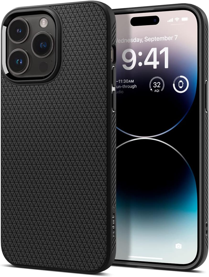 Spigen Liquid Air Designed for iPhone 14 Pro Max Case (2022) [Military-Grade Protection] - Matte Black