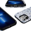 Casely iPhone 13 Pro Case | Blue Vintage Rabbits in Spring Flowers | Compatible with MagSafe | Bold Protective Design