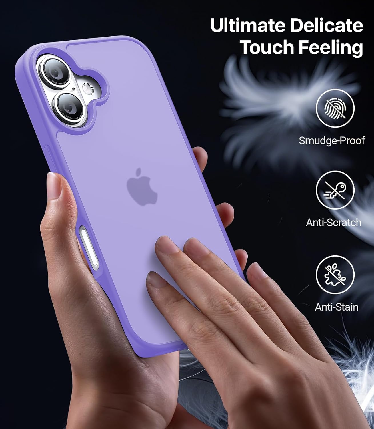 Eastinbox for iPhone 17 Case [16FT Military Grade Shockproof], Anti-Slip Anti-Scratch, Slim Translucent Frosted Matte Phone Cover, Case for i Phone17 6.3", Lightpurple