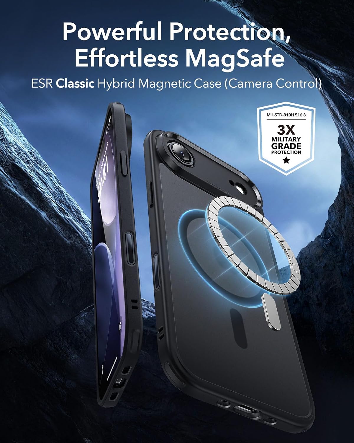 71uvQYLZUZL._AC_SL1500_ ESR for iPhone Air Case, Camera Control Cover, Compatible with MagSafe, Shockproof Military-Grade Protection, Magnetic Phone Case for iPhone Air, Classic Hybrid Case, Frosted Black