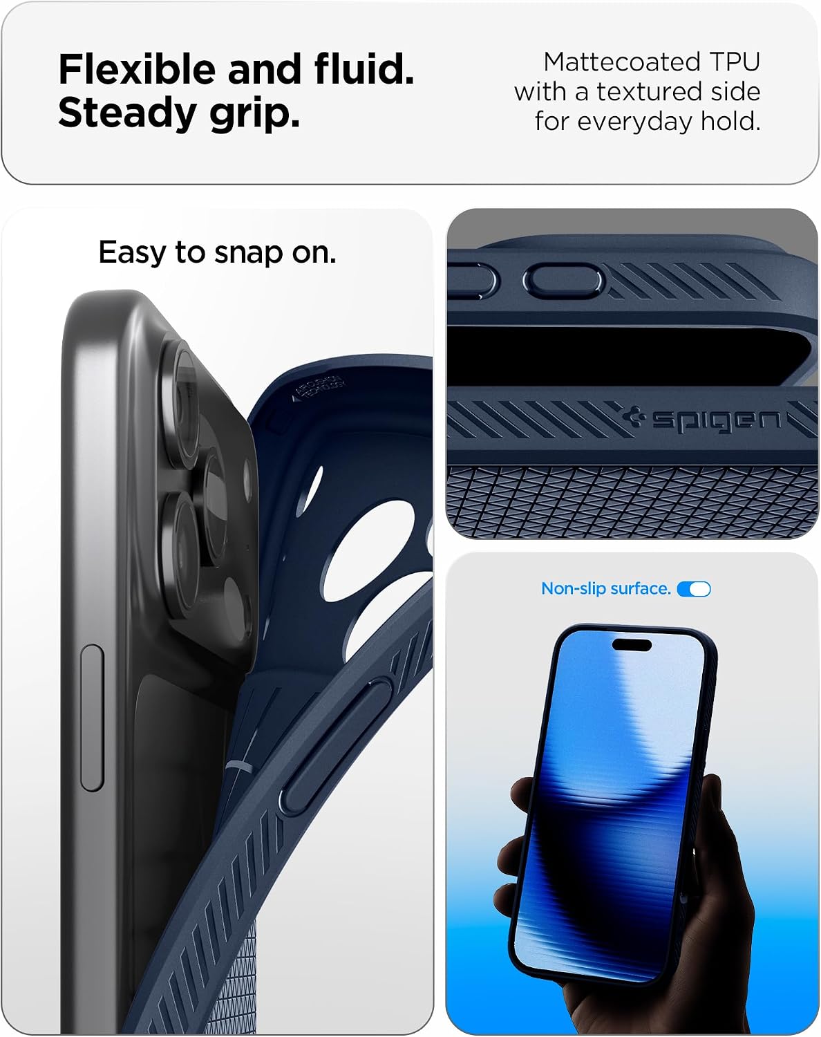 Spigen for iPhone 17 Pro Case, Liquid Air [TPU Covered Camera Control] [No Magnet Ring] [Military-Grade Protection] - Navy Blue