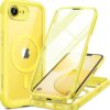 Miracase for iPhone 17e Case & iPhone 16e Case, Full-Body Phone with Built-in Glass Screen Protector, [Magnetic with MagSafe] Military Drop Proof 17 E/ 16 E Cover Bumper 6.1 inch, Yellow