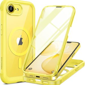 Miracase for iPhone 17e Case & iPhone 16e Case, Full-Body Phone with Built-in Glass Screen Protector, [Magnetic with MagSafe] Military Drop Proof 17 E/ 16 E Cover Bumper 6.1 inch, Yellow