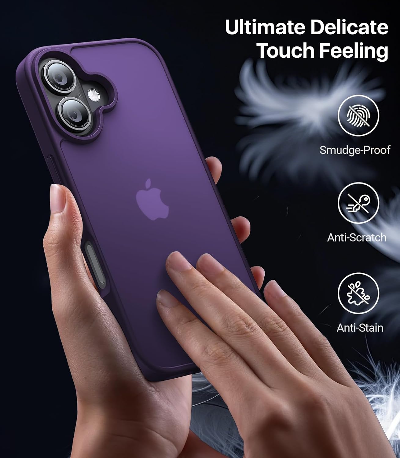 Eastinbox for iPhone 17 Case [16FT Military Grade Shockproof], Anti-Slip Anti-Scratch, Slim Translucent Frosted Matte Phone Cover, Case for i Phone17 6.3", Purple