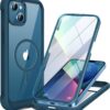 71vVrdOuzaL._AC_SL1500_ Miracase for iPhone 13 Case 6.1'',Full-Body Magnetic Clear Bumper Case with Built-in 9H Tempered Glass Screen Protector,Military Drop Protection Outdoor Phone Case,Storm Blue
