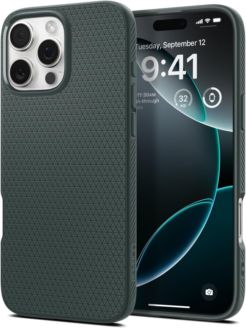 Spigen Liquid Air Designed for iPhone 16 Pro Case [NOT Compatible with MagSafe], [Military-Grade Protection] - Abyss Green