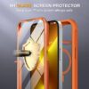 Miracase for iPhone 13 Pro Case 6.1",Full-Body Protection,Clear Bumper Case with Built-in 9H Tempered Glass Screen Protector,Military-Grade Drop Protection Outdoor Phone Case for iPhone 13 Pro,Orange