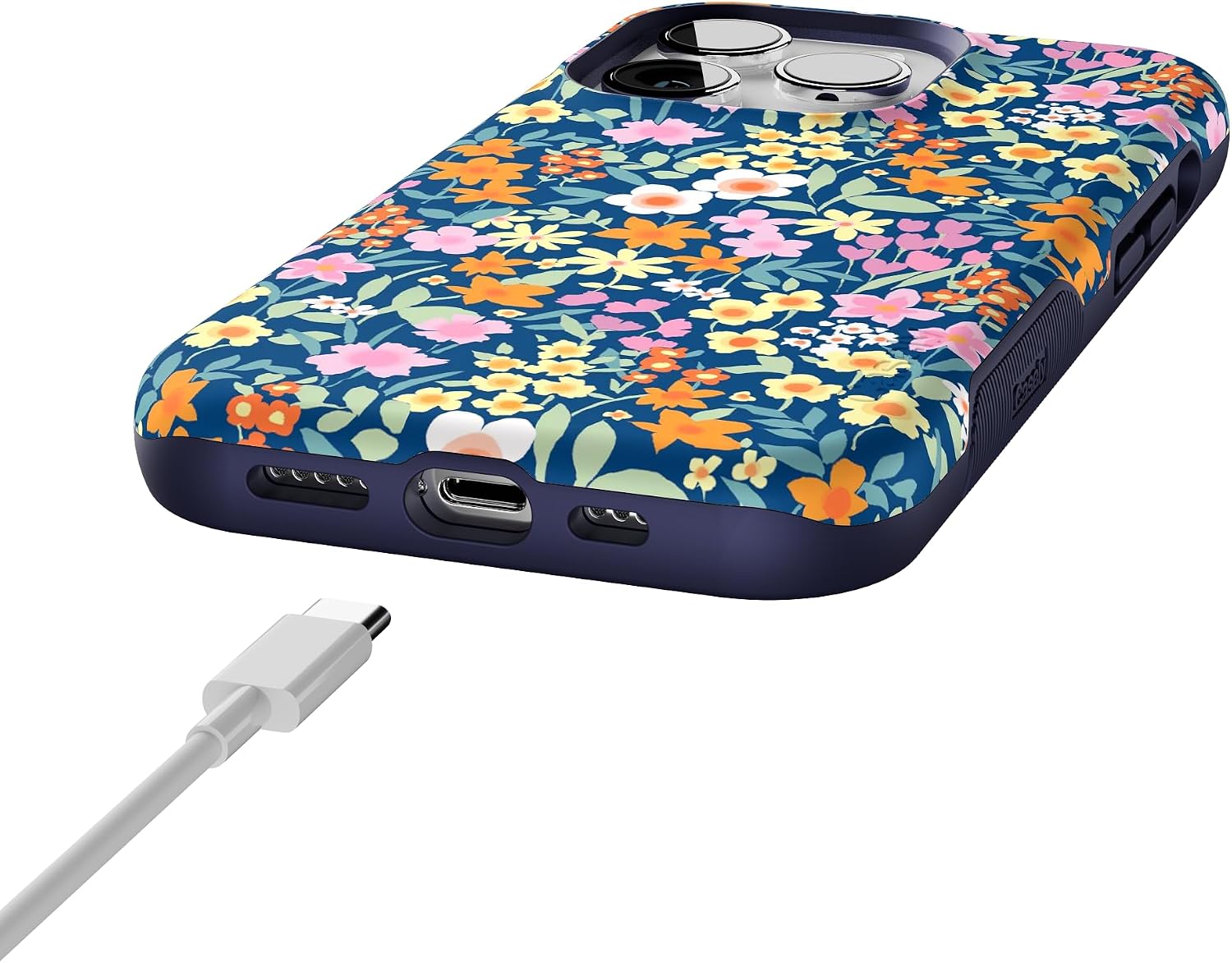 71wBaVpFN5L._AC_SL1500_ Casely iPhone 14 Pro Case | Full Bloom | Navy Floral | Bold Protective Design | Compatible with MagSafe