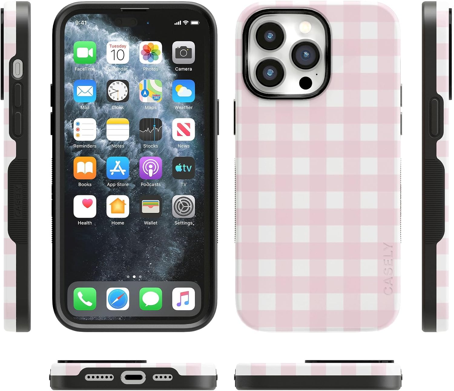 71wIrTh0pXL._AC_SL1500_ Casely iPhone 14 Pro Case | Pink Plaid | Sunday Best | Bold Protective Design | Compatible with MagSafe