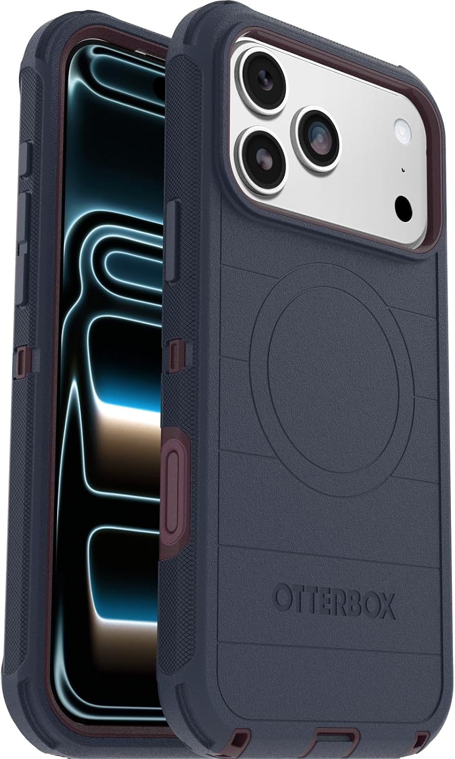 71wJ375sTL._AC_SL1500_ OtterBox iPhone 17 Pro Max (Only) - Defender Series Case - Indigo Tulip (Blue & Purple) - Snaps on MagSafe - Tough - Rugged & Durable