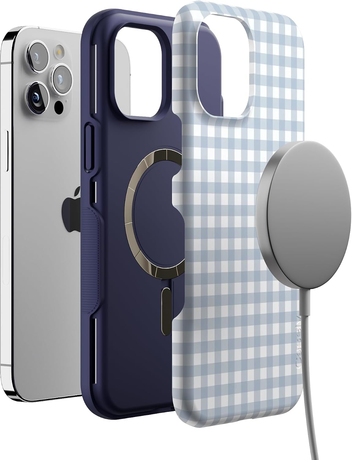 71wcTaJrm-L._AC_SL1500_ Casely iPhone 12 Pro Max Case | Pastel Picnic | Blue Gingham | Bold Protective Design | Compatible with MagSafe