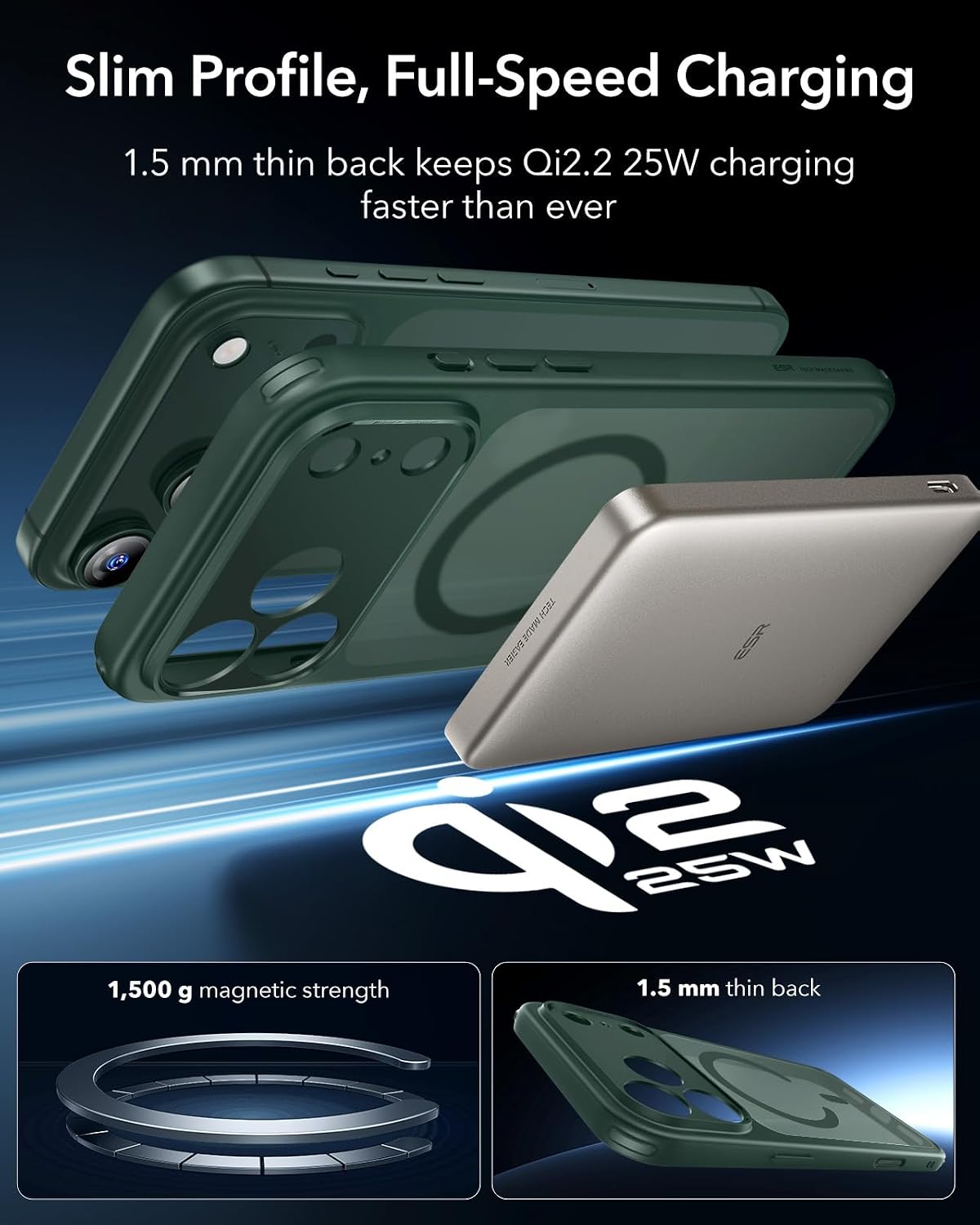 71wu5LdvVL._AC_SL1500_ ESR for iPhone 17 Pro Case, Camera Control Cover, Compatible with MagSafe, Shockproof Military-Grade Protection, Magnetic Phone Case for iPhone 17 Pro, Classic Hybrid Case, Frosted Green