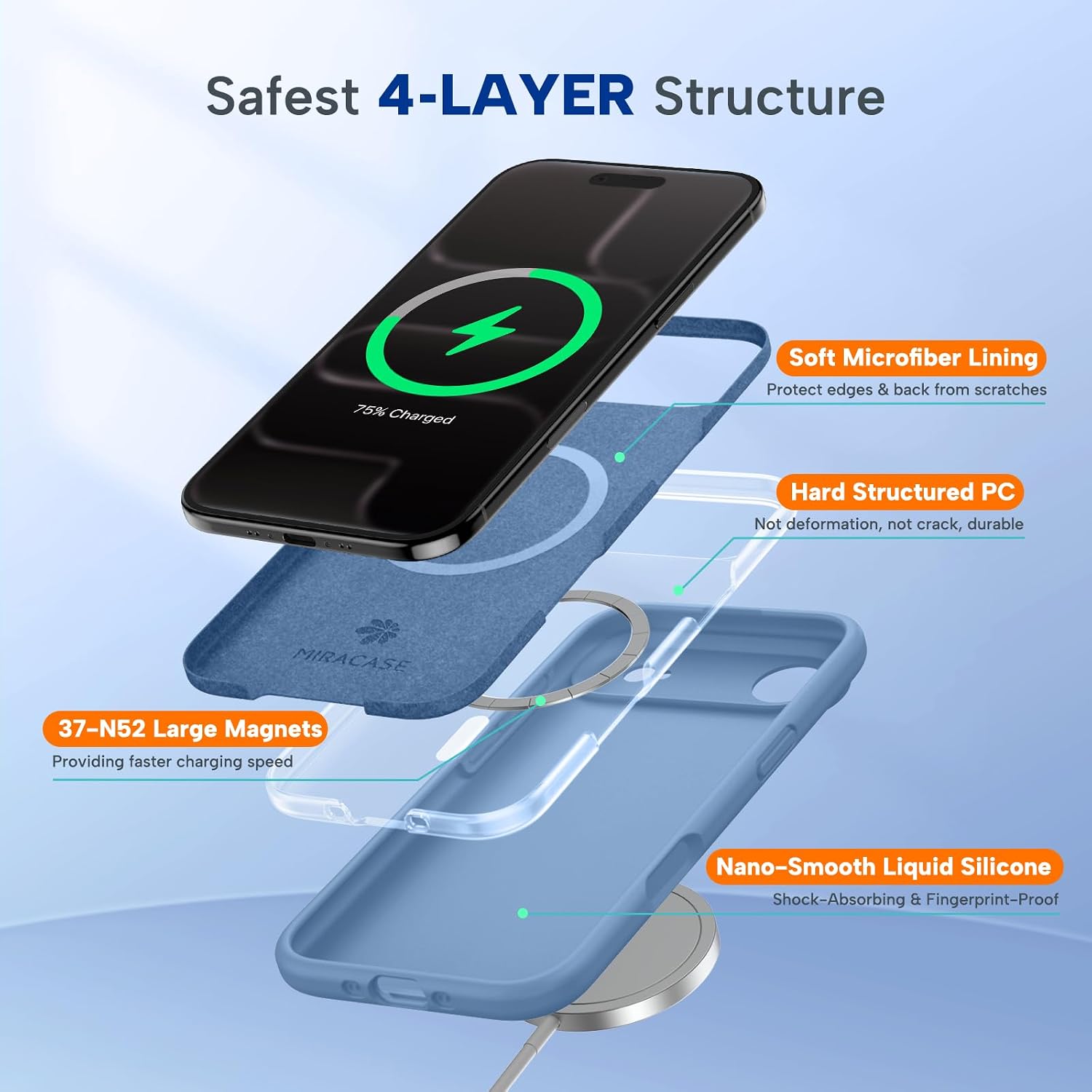 71wxnZauYCL._AC_SL1500_ Miracase Magnetic for iPhone Air Case, Compatible with MagSafe, Integrated Silicone Camera Control Cover, 3.0mm Thicken Shockproof Drop Protection Phone Case for 17 Air,Glass Blue