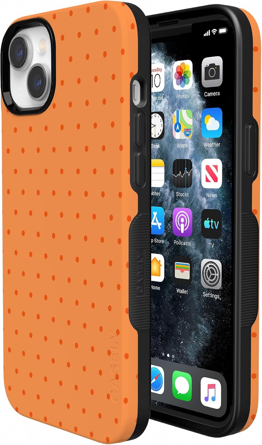 71xCAXfHIOL._AC_SL1500_ Casely iPhone 14 Case | On the Dot | Orange Polka Dot | Bold Protective Design | Compatible with MagSafe