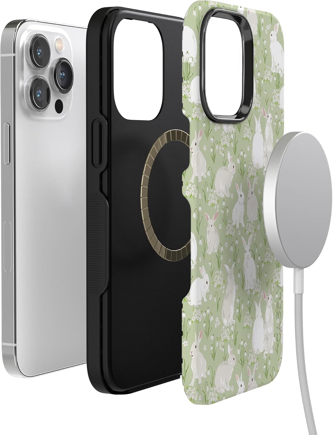 71xJLaEjzqL._AC_SL1500_ Casely iPhone 14 Pro Case | Hop to it | Green Bunny | Bold Protective Design | Compatible with MagSafe