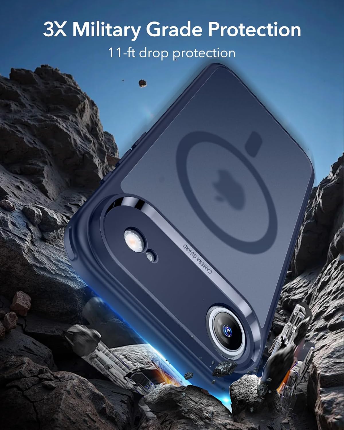 71yD80WWsBL._AC_SL1500_ ESR for iPhone Air Case, Camera Control Cover, Compatible with MagSafe, Shockproof Military-Grade Protection, Magnetic Phone Case for iPhone Air, Classic Hybrid Case, Frosted Blue