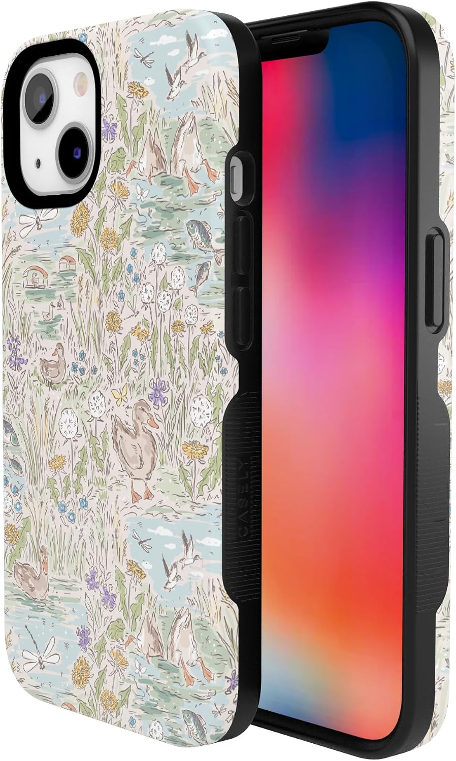 71yE7QUe0dL._AC_SL1500_ Casely iPhone 13 Case | The Waddle Path | Duck Pond | Bold Protective Design | Compatible with MagSafe