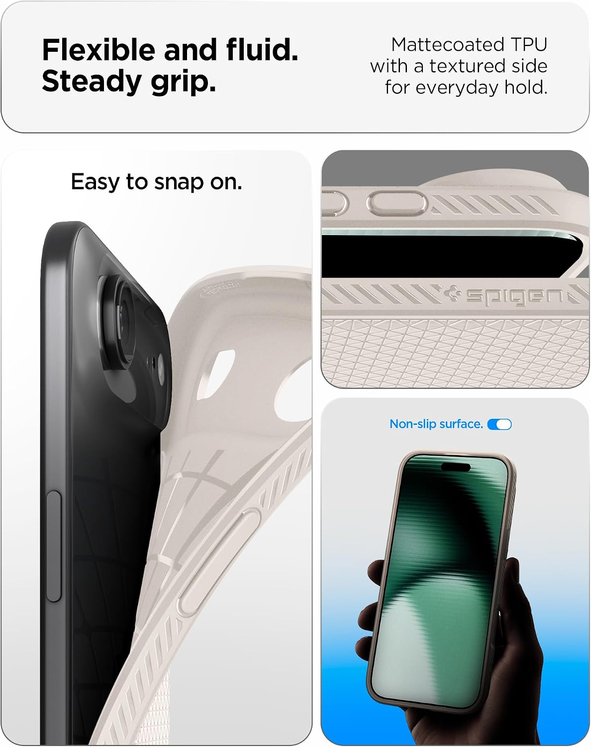 Spigen for iPhone Air Case, Liquid Air [TPU Covered Camera Control] [No Magnet Ring] [Military-Grade Protection] - Natural Titanium