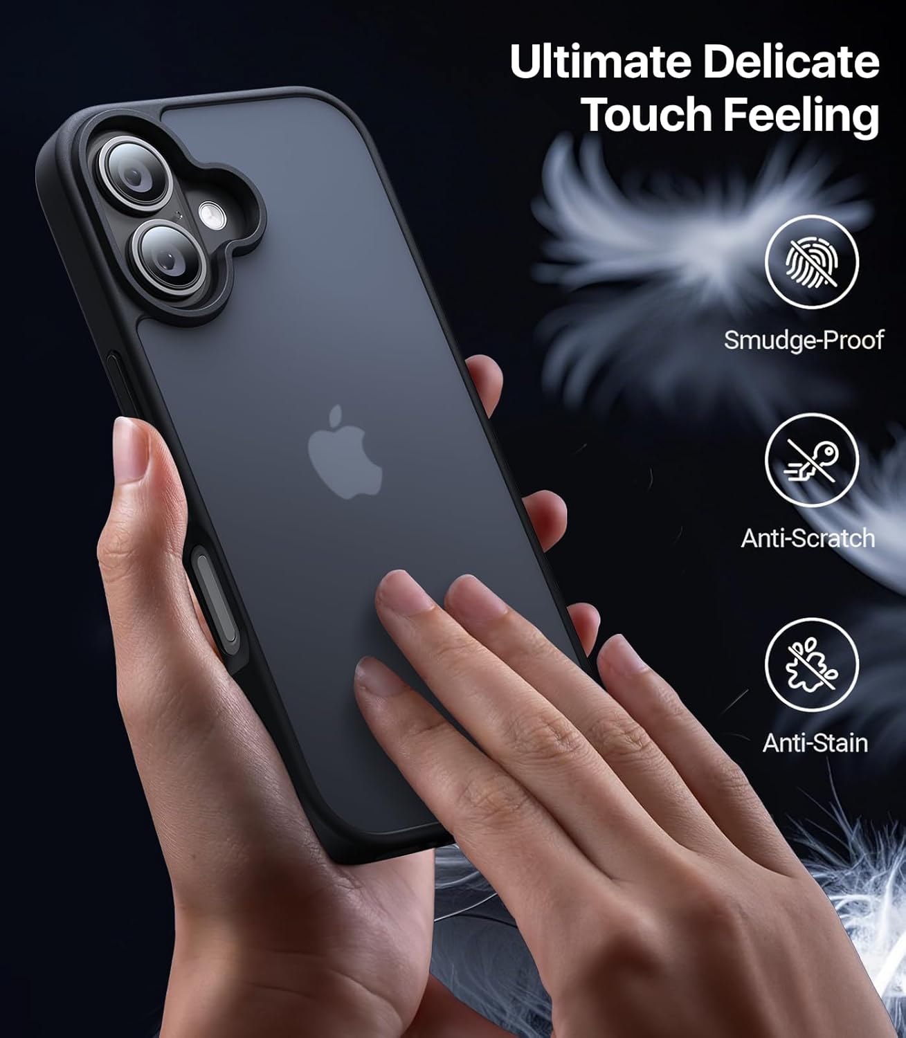 Eastinbox for iPhone 17 Case [16FT Military Grade Shockproof], Anti-Slip Anti-Scratch, Slim Translucent Frosted Matte Phone Cover, Case for i Phone17 6.3", Black