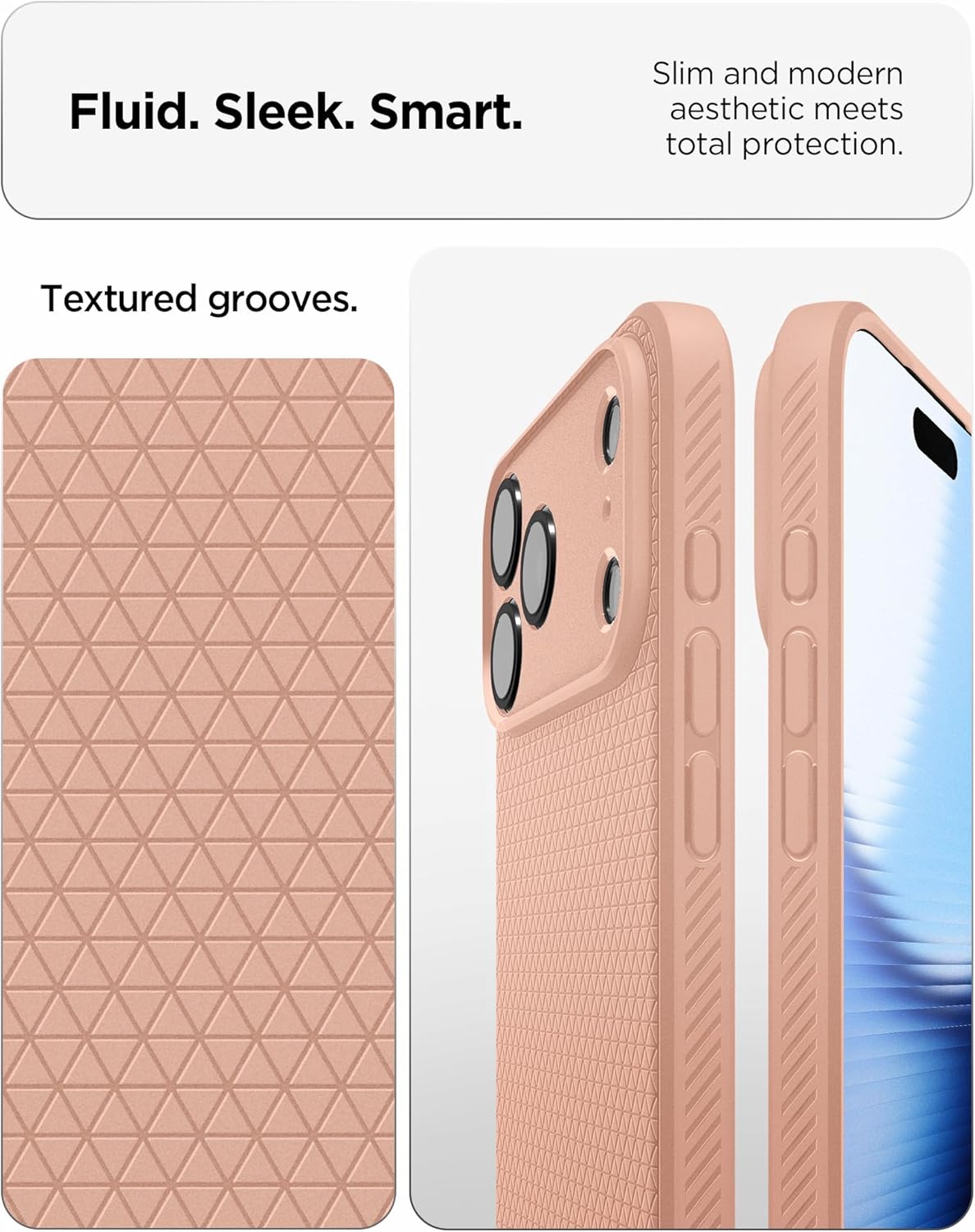 Spigen for iPhone 17 Pro Max Case, Liquid Air [TPU Covered Camera Control] [No Magnet Ring] [Military-Grade Protection] - Rose Titanium