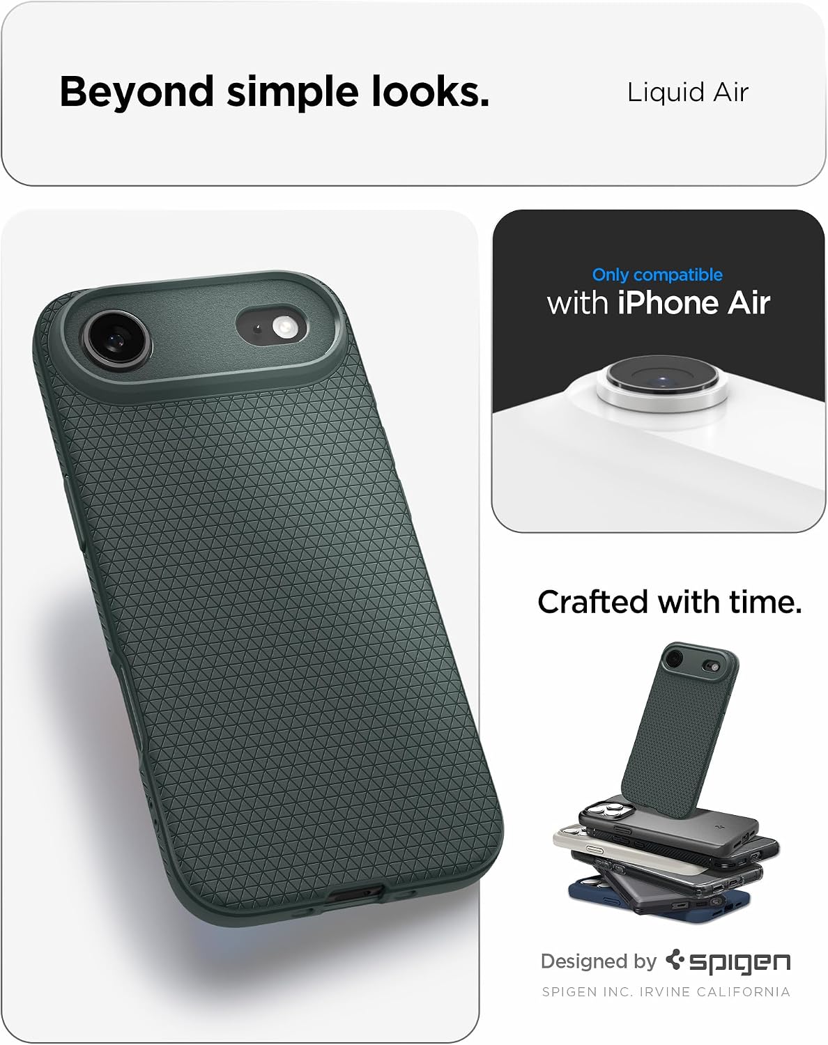 Spigen for iPhone Air Case, Liquid Air [TPU Covered Camera Control] [No Magnet Ring] [Military-Grade Protection] - Abyss Green