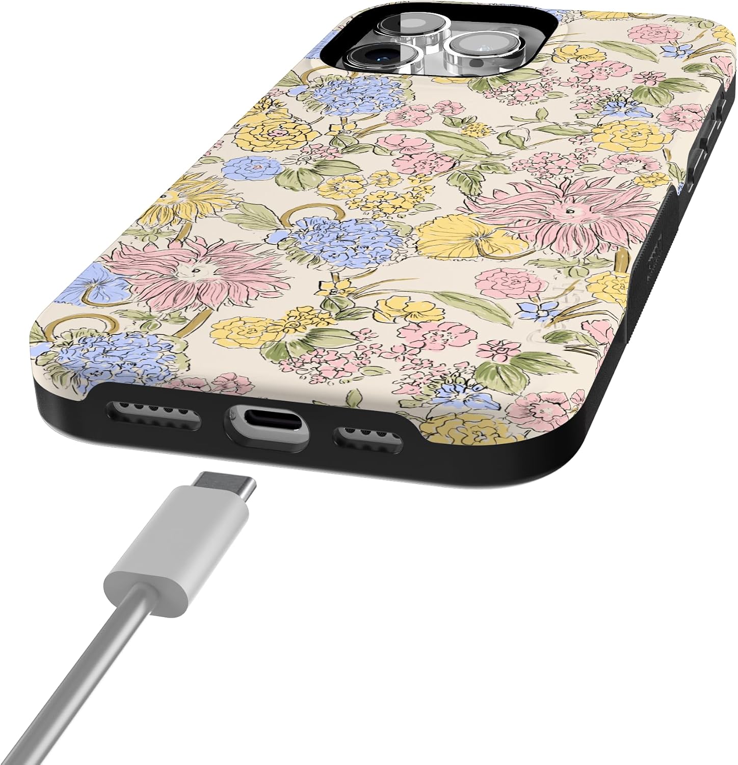 810oLwX0chL._AC_SL1500_ Casely iPhone 15 Pro Case | Prairie Blooms | Pastel Floral | Bold Protective Design | Compatible with MagSafe