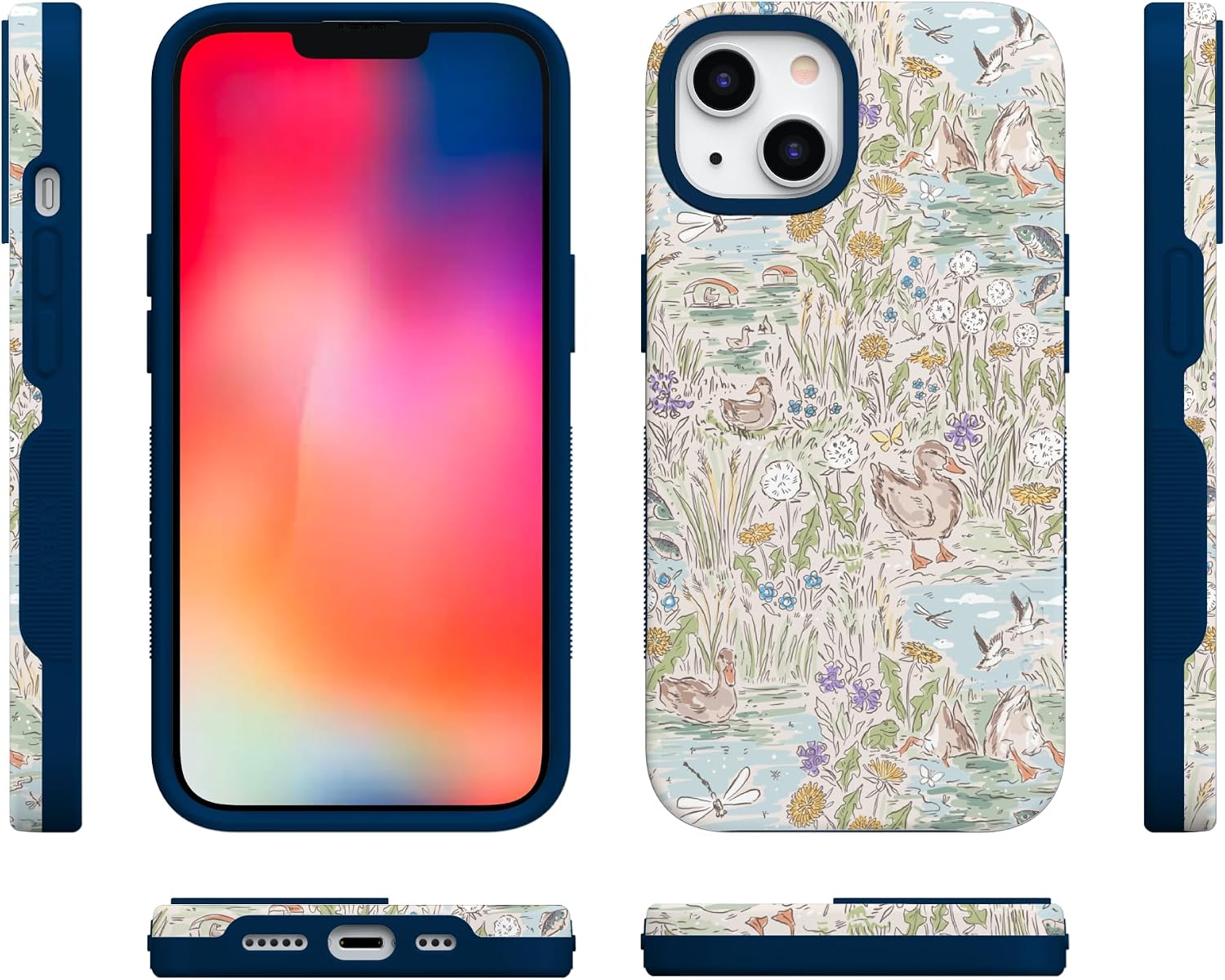 810rlw21Q0L._AC_SL1500_ Casely iPhone 13 Mini Case | The Waddle Path | Duck Pond | Bold Protective Design | Compatible with MagSafe