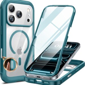 Miracase for iPhone 17 Pro Max Case 6.9" Full-Body Phone Case with Built-in Glass Screen Protector& Full Camera Protector,[Magnetic with MagSafe] Drop Proof 17 ProMax Cover, Green