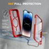 811o1fH8L._AC_SL1500_ Miracase Magnetic for iPhone 14 Pro Max Case 6.7 inch, (Compatible with MagSafe) Upgrade Full-Body Clear Phone Bumper Case with Built-in 9H Tempered Glass Screen Protector, Magnetic Red