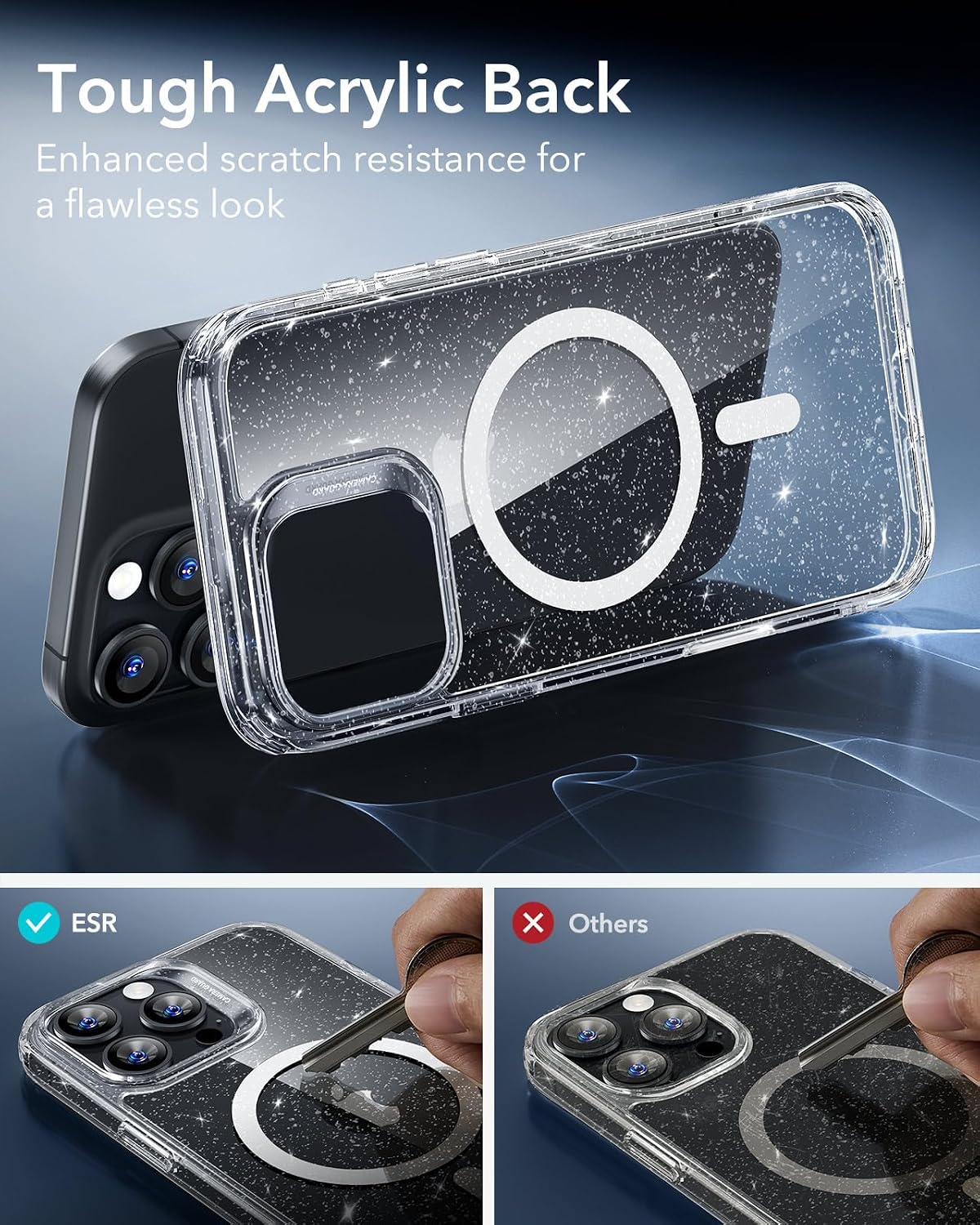 812LKh5nUOL._AC_SL1500_ ESR for iPhone 16 Pro Case, Camera Control Cover, Compatible with MagSafe, Shockproof Military-Grade Protection, Magnetic Phone Case for iPhone 16 Pro, Classic Hybrid Case, Clear Shimmer