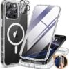 Miracase for iPhone 16 Pro Max Case 6.9'', [Bubble Free] Full-Body Bumper Phone case with Built-in Full Glass Screen &Lens Protector,Compatible with MagSafe,Drop Proof 16 Pro Max Cover,Clear Glitter