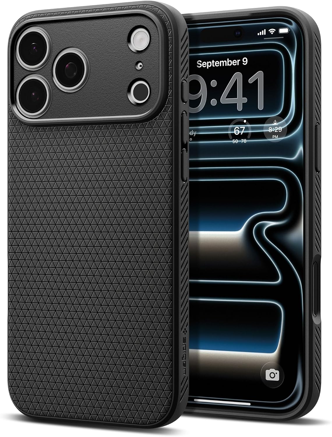 Spigen for iPhone 17 Pro Case, Liquid Air [TPU Covered Camera Control] [No Magnet Ring] [Military-Grade Protection] - Matte Black