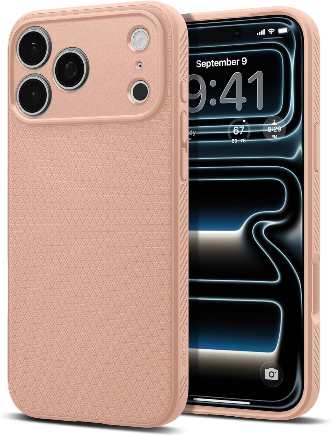 Spigen for iPhone 17 Pro Max Case, Liquid Air [TPU Covered Camera Control] [No Magnet Ring] [Military-Grade Protection] - Rose Titanium