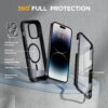 815aw6g8L3L._AC_SL1500_ Miracase Glass Series Designed for iPhone 14 Pro Max Case 6.7 Inch, Upgrade Full-Body Magnetic Case with Built-in 9H Tempered Glass Screen Protector, with Camera Lens Protector, Magnetic Black