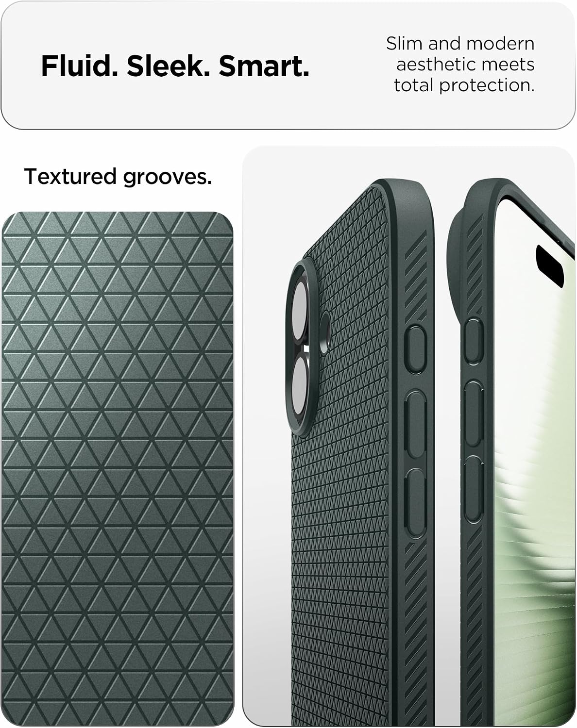Spigen for iPhone 17 Case, Liquid Air [TPU Covered Camera Control] [No Magnet Ring] [Military-Grade Protection] - Abyss Green