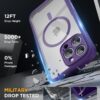 Miracase Magnetic for iPhone 16 Pro Case Full-Body Phone with Built-in Glass Screen Protector, [Compatible with MagSafe] Military Drop Proof 16 Pro Cover Bumper 6.3 inch, Purple