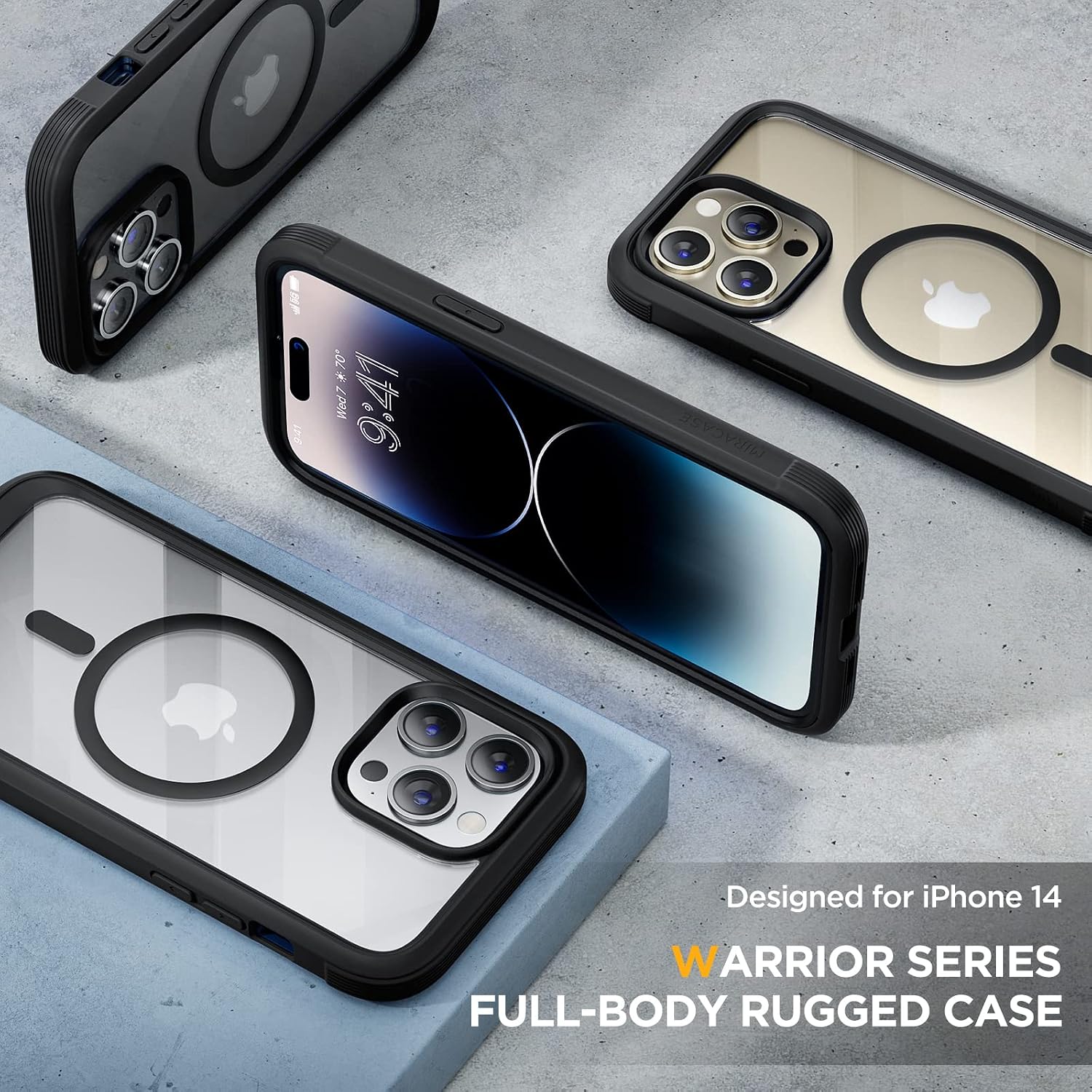 816TO9D4-TL._AC_SL1500_ Miracase Glass Series Designed for iPhone 14 Pro Max Case 6.7 Inch, Upgrade Full-Body Magnetic Case with Built-in 9H Tempered Glass Screen Protector, with Camera Lens Protector, Magnetic Black