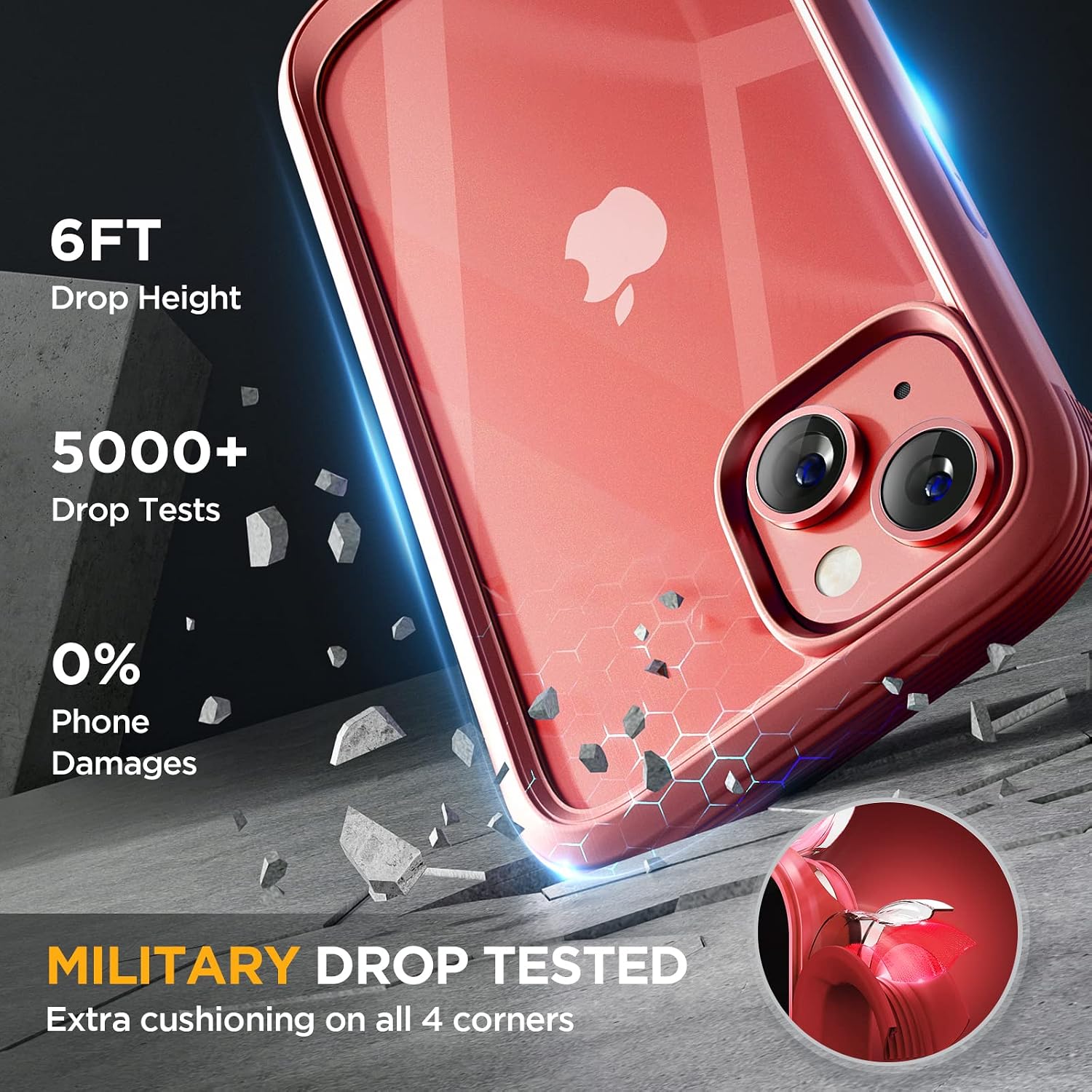 817NCuM-51L._AC_SL1500_ Miracase Glass Series Designed for iPhone 14 Case 6.1 inch, 2023 Upgrade Full-Body Clear Bumper Case with Built-in 9H Tempered Glass Screen Protector and Camera Lens Protector,Red