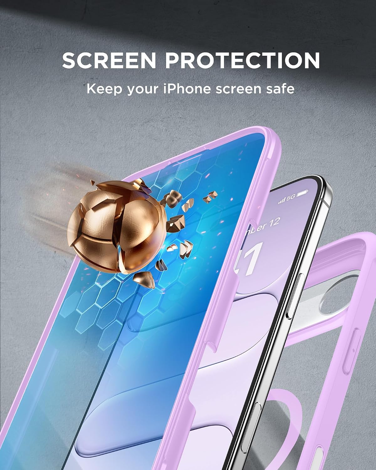 Miracase Magnetic for iPhone Air Case 6.5" [Compatible with MagSafe] Full-Body Phone Case with Built-in Glass Screen Protector & Camera Control,Drop Proof iPhone 17 Air Case Cover, Purple
