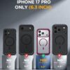 Miracase Magnetic for iPhone 17 Pro Case 6.3" [Compatible with MagSafe] Full-Body Phone Case with Built-in Glass Screen Protector & Camera Control,Drop Proof iPhone 17 Pro Cover, Deep Magenta