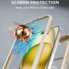 Miracase Glass Series for iPhone 15 Case [Compatible with MagSafe] Full-Body Magnetic Bumper Case with Built-in 9H Tempered Glass Anti-Fingerprint Screen Protector + Camera Lens Protector, Beige