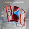 8191lw8RWLL._AC_SL1500_ Miracase Glass Series Designed for iPhone 14 Plus Case 6.7 inch, 2023 Upgrade Full-Body Magnetic Clear Case with Built-in 9H Tempered Glass Screen Protector,Compatible with MagSafe, Red