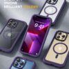 Miracase Magnetic for iPhone 13 Pro Max Case 6.7 inch, (Compatible with MagSafe) Upgrade Full-Body Clear Phone Bumper Case with Built-in 9H Tempered Glass Screen Protector, Magnetic Purple