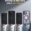 Miracase Magnetic for iPhone 15 Pro Max Case 6.7'' [Compatible with Magsafe] Full-Body Drop Proof Phone Case for iPhone 15 ProMax with Built-in 9H Tempered Glass Screen Protector,Magnetic Purple