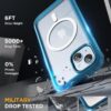 Miracase Glass Series for iPhone 15 Case [Compatible with MagSafe] Full-Body Magnetic Bumper Case with Built-in 9H Tempered Glass Anti-Fingerprint Screen Protector + Camera Lens Protector, Sea Blue