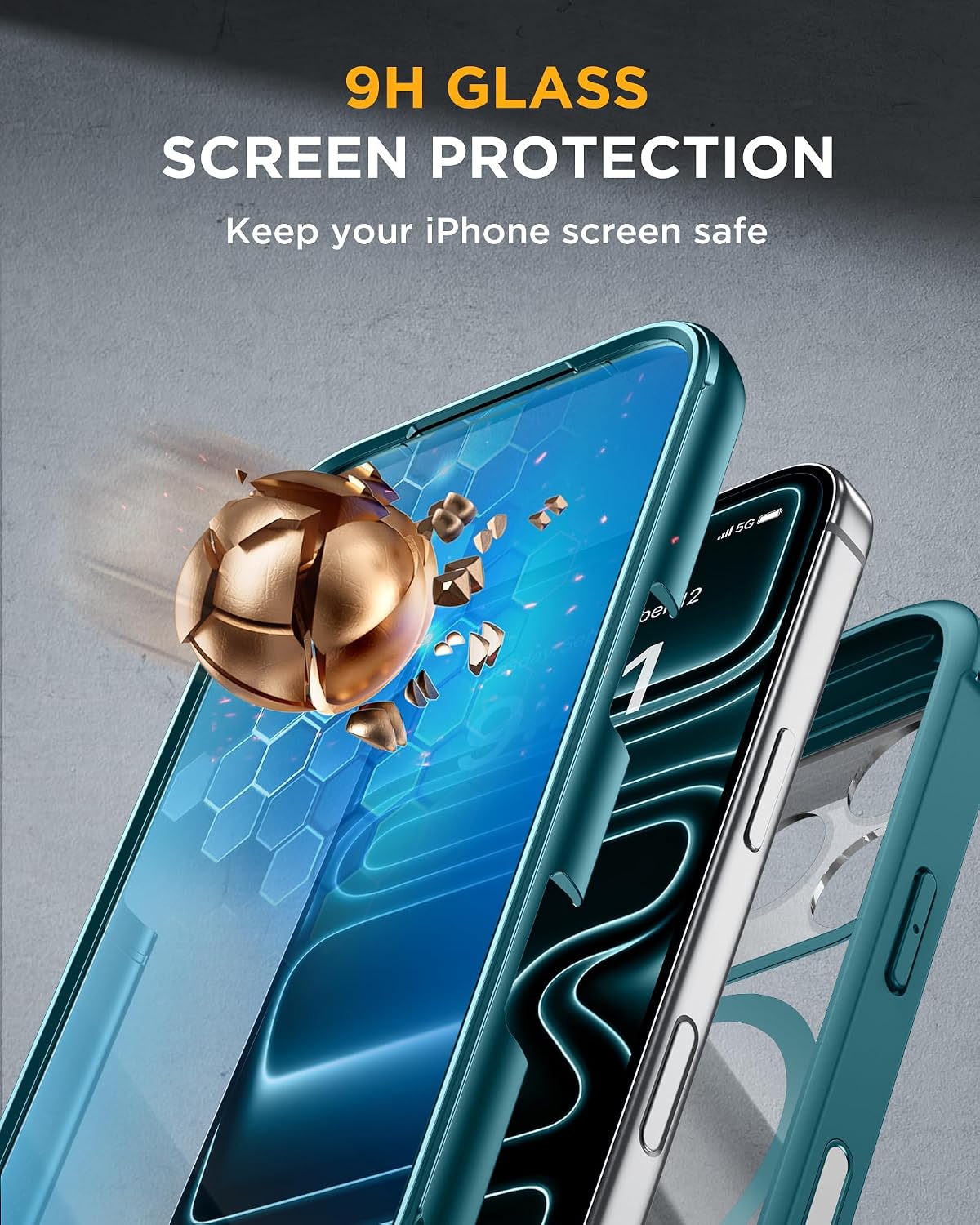 Miracase for iPhone 17 Pro Max Case 6.9" Full-Body Phone Case with Built-in Glass Screen Protector& Full Camera Protector,[Magnetic with MagSafe] Drop Proof 17 ProMax Cover, Green
